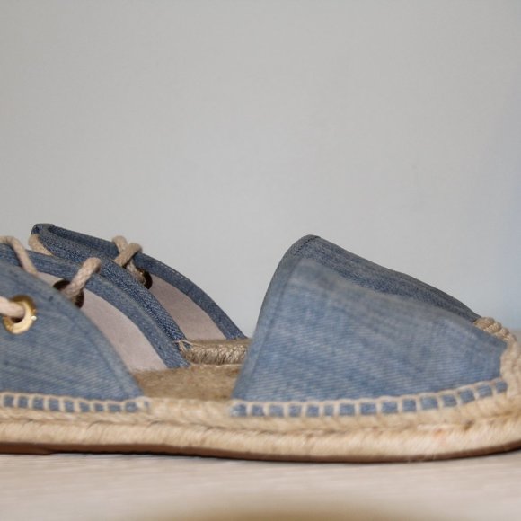 Michael Kors Margie Closed Toe Washed Denim tie-up Espadrille 7M - Picture 5 of 7